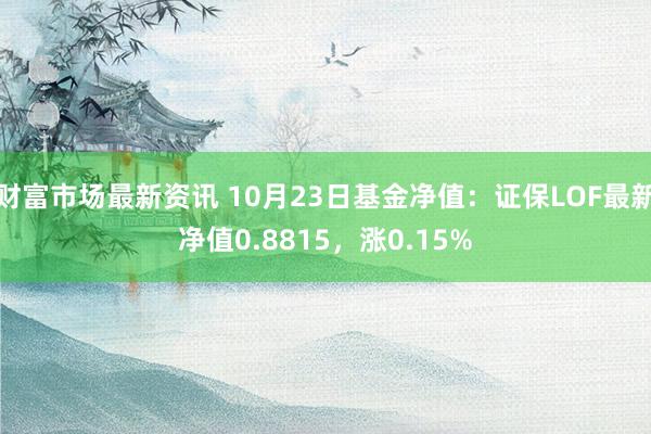 财富市场最新资讯 10月23日基金净值：证保LOF最新净值0.8815，涨0.15%