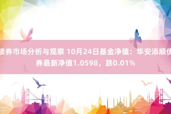 债券市场分析与观察 10月24日基金净值：华安添顺债券最新净值1.0598，跌0.01%