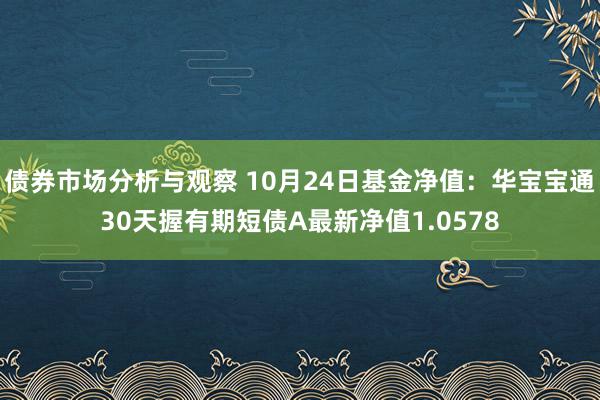 债券市场分析与观察 10月24日基金净值：华宝宝通30天握有期短债A最新净值1.0578