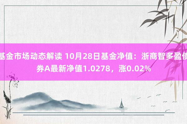 基金市场动态解读 10月28日基金净值：浙商智多盈债券A最新净值1.0278，涨0.02%