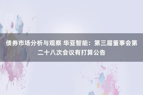 债券市场分析与观察 华亚智能：第三届董事会第二十八次会议有打算公告