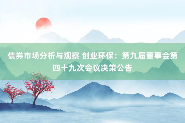 债券市场分析与观察 创业环保：第九届董事会第四十九次会议决策公告