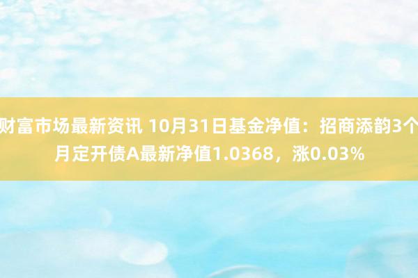 财富市场最新资讯 10月31日基金净值：招商添韵3个月定开债A最新净值1.0368，涨0.03%