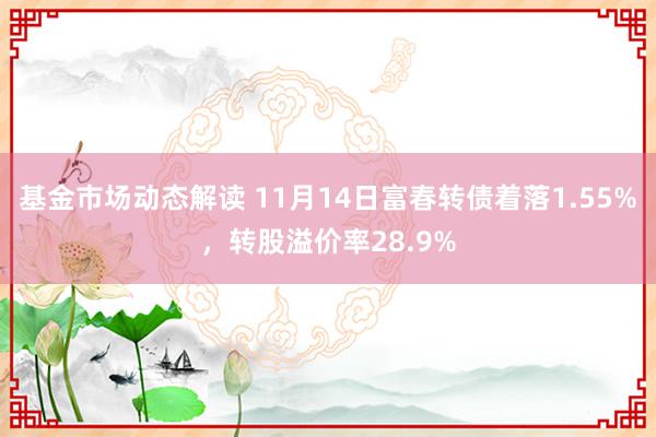 基金市场动态解读 11月14日富春转债着落1.55%，转股溢价率28.9%