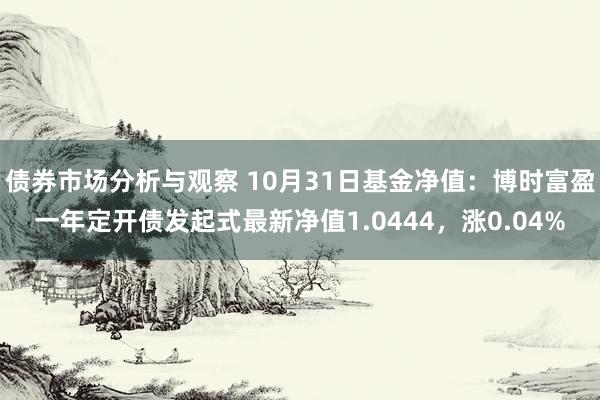 债券市场分析与观察 10月31日基金净值：博时富盈一年定开债发起式最新净值1.0444，涨0.04%