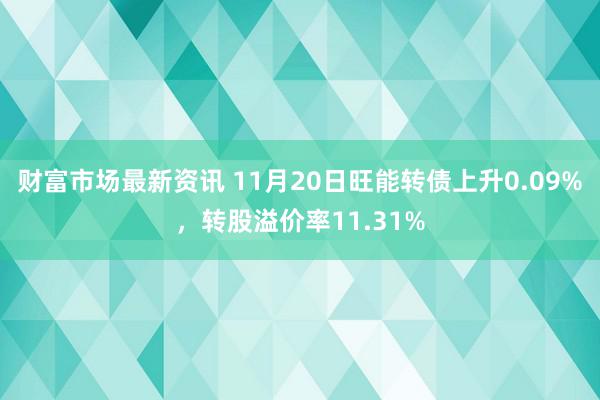 财富市场最新资讯 11月20日旺能转债上升0.09%，转股溢价率11.31%