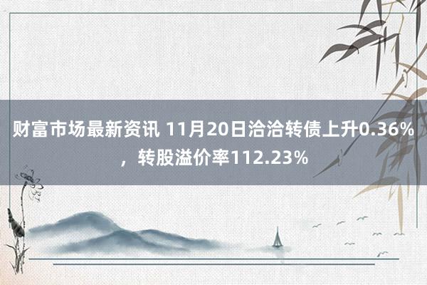 财富市场最新资讯 11月20日洽洽转债上升0.36%，转股溢价率112.23%