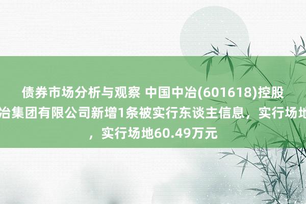 债券市场分析与观察 中国中冶(601618)控股的中国十七冶集团有限公司新增1条被实行东谈主信息，实行场地60.49万元