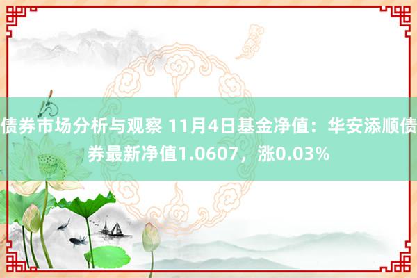 债券市场分析与观察 11月4日基金净值：华安添顺债券最新净值1.0607，涨0.03%