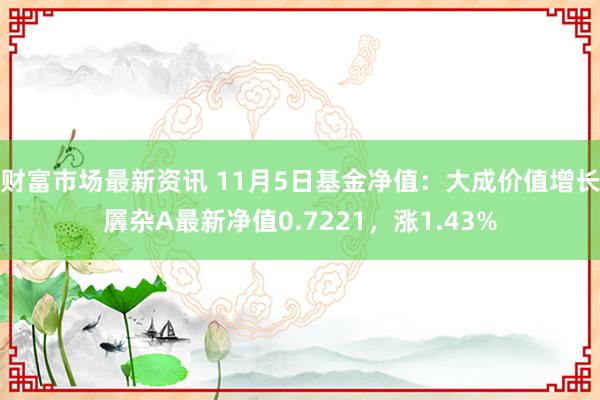 财富市场最新资讯 11月5日基金净值：大成价值增长羼杂A最新净值0.7221，涨1.43%