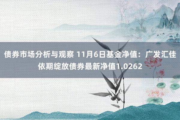 债券市场分析与观察 11月6日基金净值：广发汇佳依期绽放债券最新净值1.0262