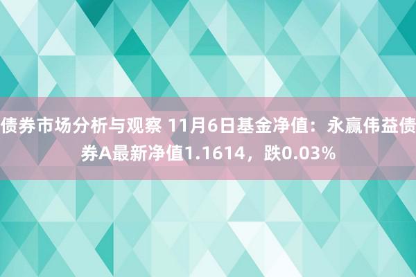 债券市场分析与观察 11月6日基金净值：永赢伟益债券A最新净值1.1614，跌0.03%