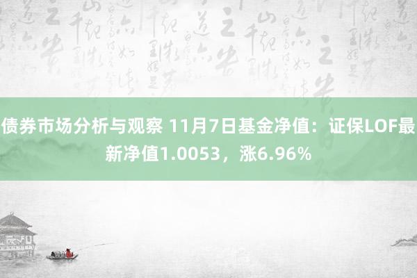 债券市场分析与观察 11月7日基金净值：证保LOF最新净值1.0053，涨6.96%