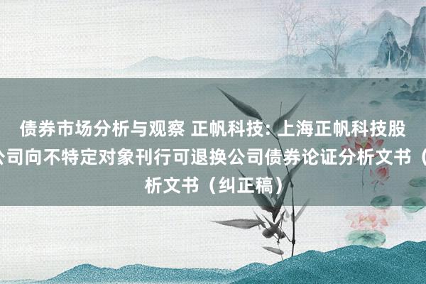 债券市场分析与观察 正帆科技: 上海正帆科技股份有限公司向不特定对象刊行可退换公司债券论证分析文书（纠正稿）