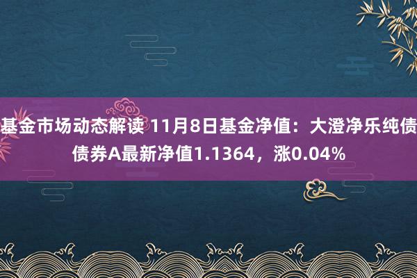 基金市场动态解读 11月8日基金净值：大澄净乐纯债债券A最新净值1.1364，涨0.04%