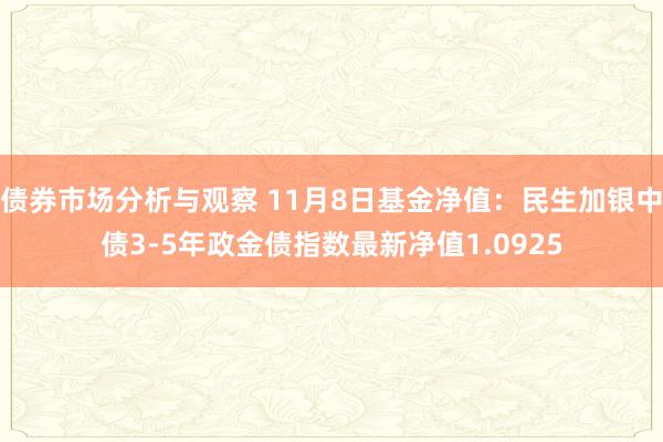 债券市场分析与观察 11月8日基金净值：民生加银中债3-5年政金债指数最新净值1.0925