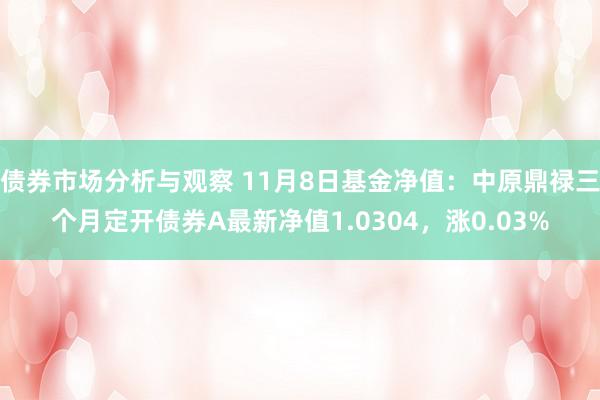 债券市场分析与观察 11月8日基金净值：中原鼎禄三个月定开债券A最新净值1.0304，涨0.03%