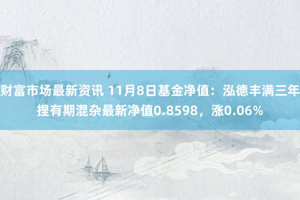 财富市场最新资讯 11月8日基金净值：泓德丰满三年捏有期混杂最新净值0.8598，涨0.06%