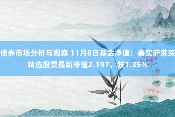 债券市场分析与观察 11月8日基金净值：嘉实沪港深精选股票最新净值2.197，跌1.35%