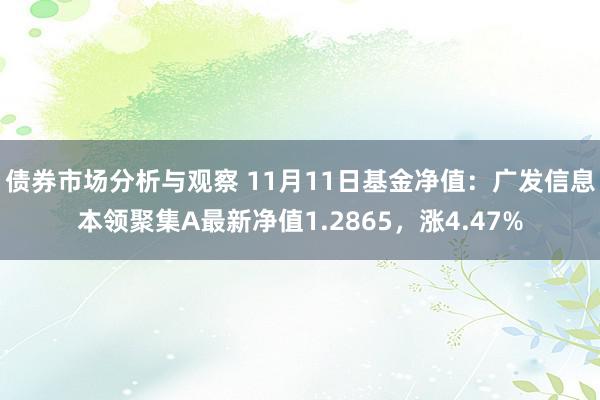 债券市场分析与观察 11月11日基金净值：广发信息本领聚集A最新净值1.2865，涨4.47%