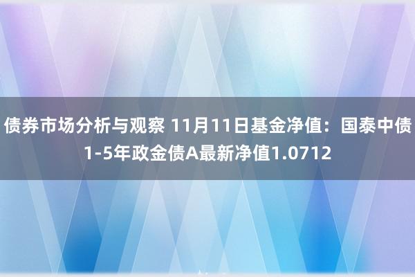 债券市场分析与观察 11月11日基金净值：国泰中债1-5年政金债A最新净值1.0712