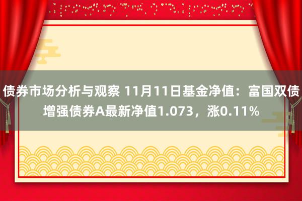 债券市场分析与观察 11月11日基金净值：富国双债增强债券A最新净值1.073，涨0.11%