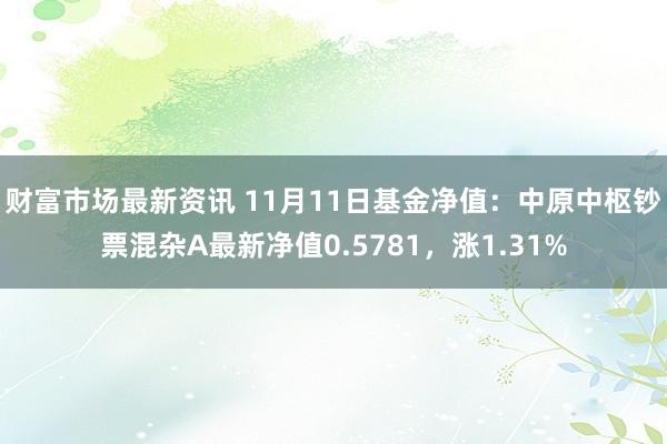 财富市场最新资讯 11月11日基金净值：中原中枢钞票混杂A最新净值0.5781，涨1.31%