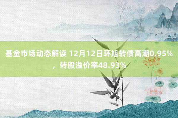 基金市场动态解读 12月12日环旭转债高潮0.95%，转股溢价率48.93%