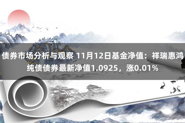 债券市场分析与观察 11月12日基金净值：祥瑞惠鸿纯债债券最新净值1.0925，涨0.01%