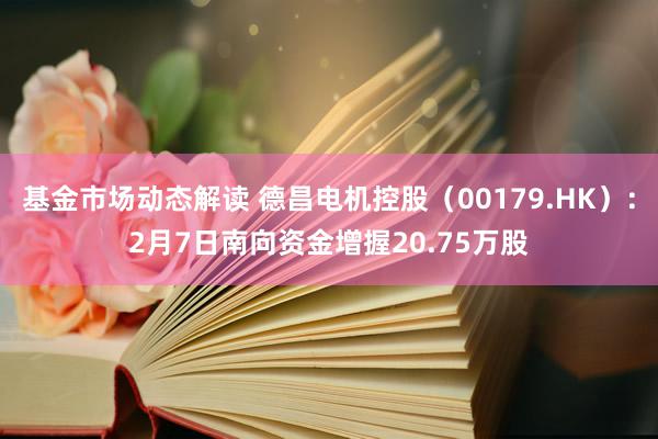 基金市场动态解读 德昌电机控股（00179.HK）：2月7日南向资金增握20.75万股