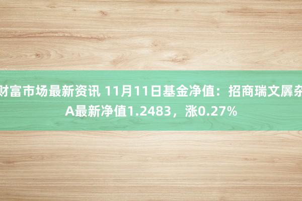 财富市场最新资讯 11月11日基金净值：招商瑞文羼杂A最新净值1.2483，涨0.27%