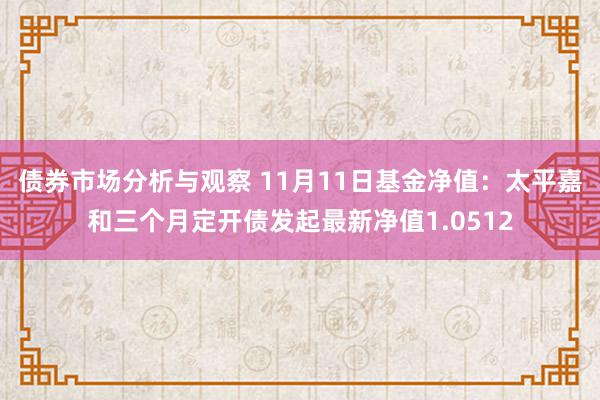 债券市场分析与观察 11月11日基金净值：太平嘉和三个月定开债发起最新净值1.0512