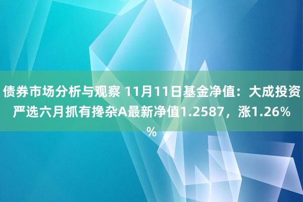 债券市场分析与观察 11月11日基金净值：大成投资严选六月抓有搀杂A最新净值1.2587，涨1.26%