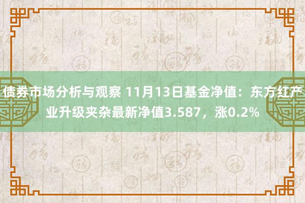 债券市场分析与观察 11月13日基金净值：东方红产业升级夹杂最新净值3.587，涨0.2%