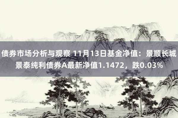 债券市场分析与观察 11月13日基金净值：景顺长城景泰纯利债券A最新净值1.1472，跌0.03%