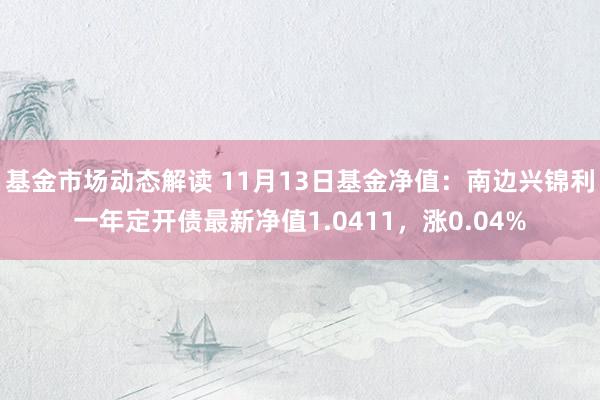 基金市场动态解读 11月13日基金净值：南边兴锦利一年定开债最新净值1.0411，涨0.04%