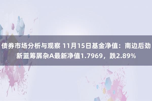 债券市场分析与观察 11月15日基金净值：南边后劲新蓝筹羼杂A最新净值1.7969，跌2.89%