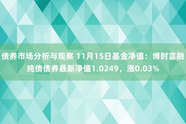 债券市场分析与观察 11月15日基金净值：博时富融纯债债券最新净值1.0249，涨0.03%