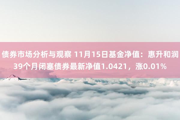 债券市场分析与观察 11月15日基金净值：惠升和润39个月闭塞债券最新净值1.0421，涨0.01%