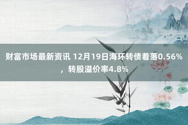 财富市场最新资讯 12月19日海环转债着落0.56%，转股溢价率4.8%