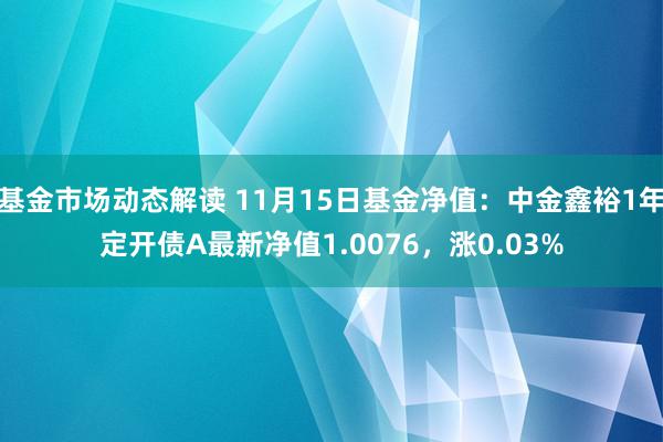 基金市场动态解读 11月15日基金净值：中金鑫裕1年定开债A最新净值1.0076，涨0.03%