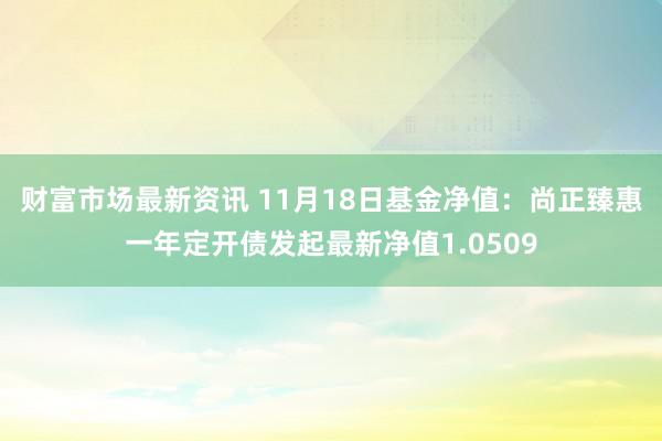 财富市场最新资讯 11月18日基金净值：尚正臻惠一年定开债发起最新净值1.0509