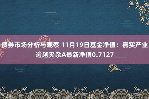 债券市场分析与观察 11月19日基金净值：嘉实产业逾越夹杂A最新净值0.7127