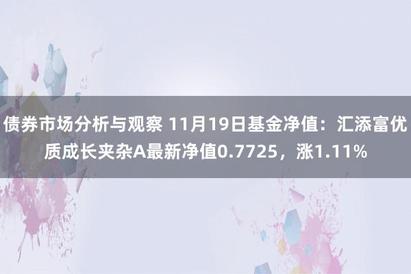 债券市场分析与观察 11月19日基金净值：汇添富优质成长夹杂A最新净值0.7725，涨1.11%