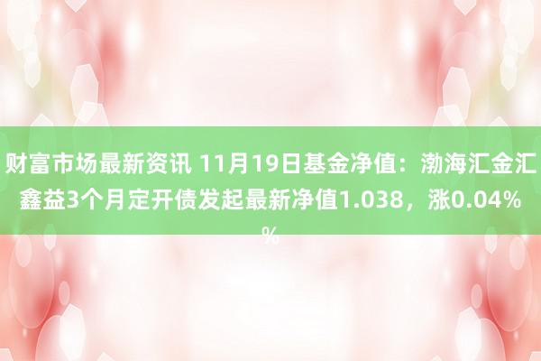 财富市场最新资讯 11月19日基金净值：渤海汇金汇鑫益3个月定开债发起最新净值1.038，涨0.04%