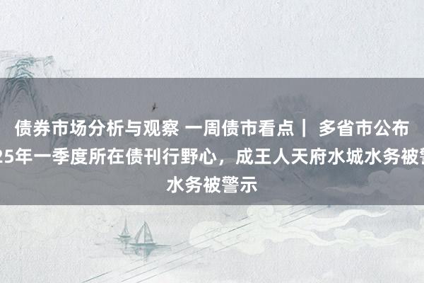 债券市场分析与观察 一周债市看点｜ 多省市公布2025年一季度所在债刊行野心，成王人天府水城水务被警示