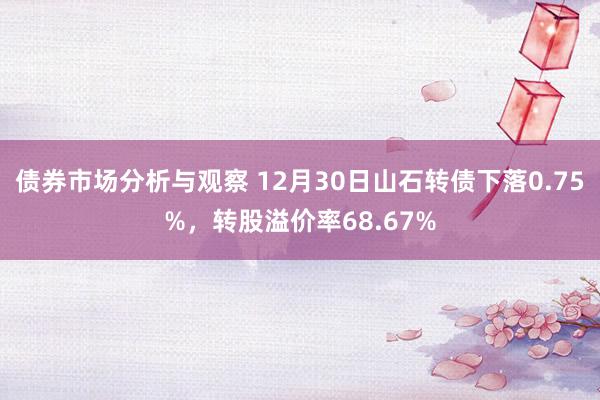 债券市场分析与观察 12月30日山石转债下落0.75%，转股溢价率68.67%