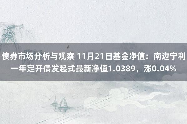 债券市场分析与观察 11月21日基金净值：南边宁利一年定开债发起式最新净值1.0389，涨0.04%