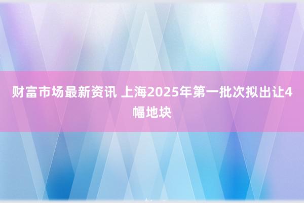 财富市场最新资讯 上海2025年第一批次拟出让4幅地块