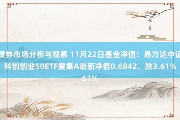 债券市场分析与观察 11月22日基金净值：易方达中证科创创业50ETF麇集A最新净值0.6842，跌3.61%